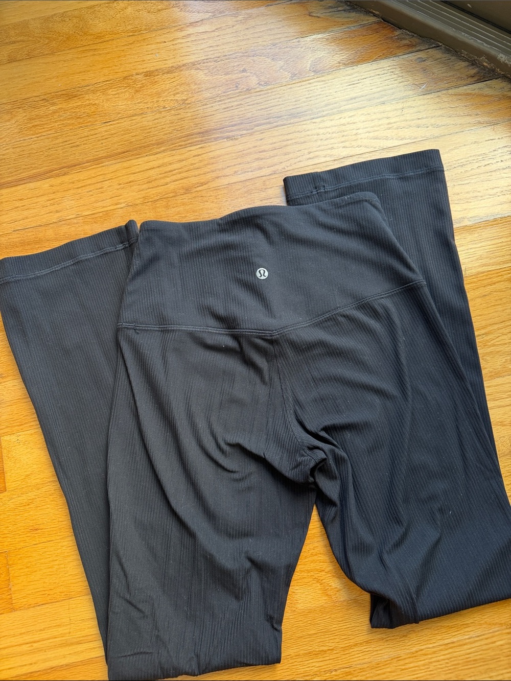 Lululemon Black Ribbed Align Mini Flare Yoga Pants - Short